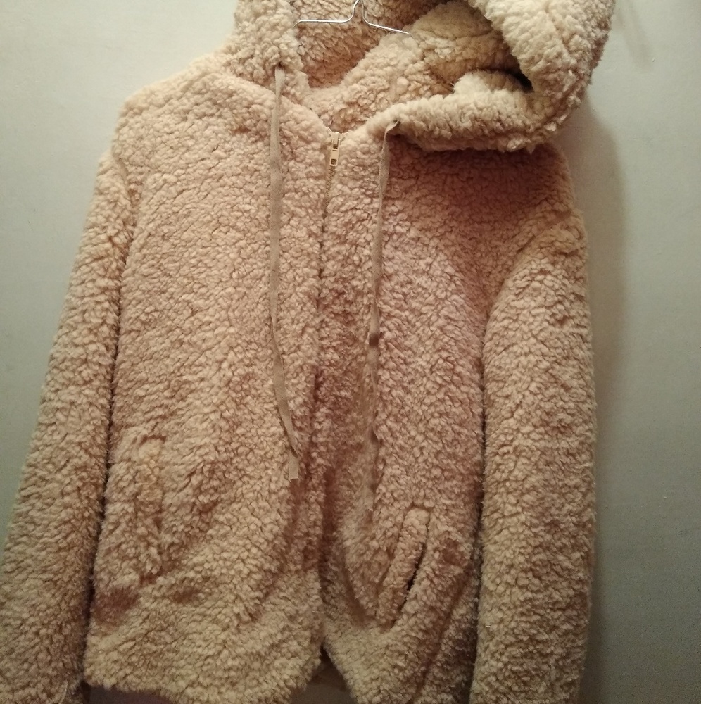 Fuzzy Teddy Bear Sherpa Zip Up Jacket